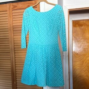Lilly Pulitzer Turquoise Lace Long Sleeve Dress